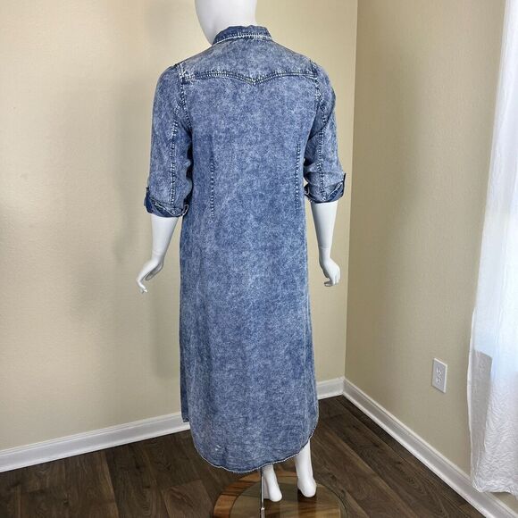 Soft Surroundings Women's Size Petite XL Tencel Acid Wash Maxi Shirt Denim Dress - Picture 7 of 17